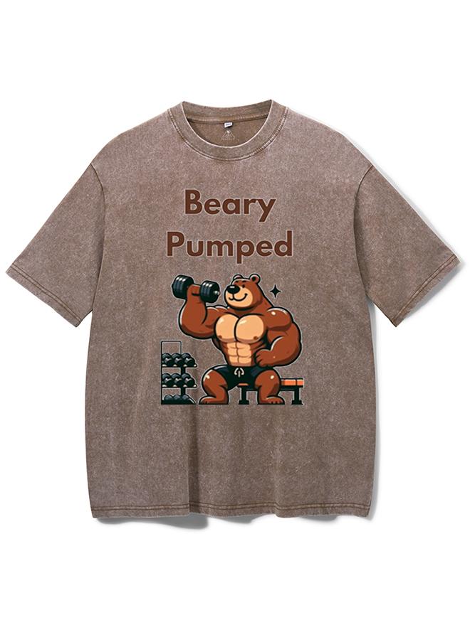 Beary pumped Washed Gym Shirt