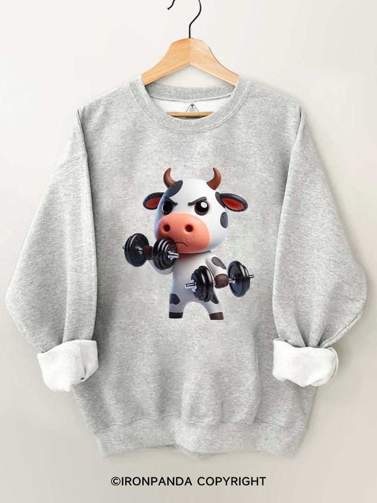 weightlifting cow Gym Sweatshirt