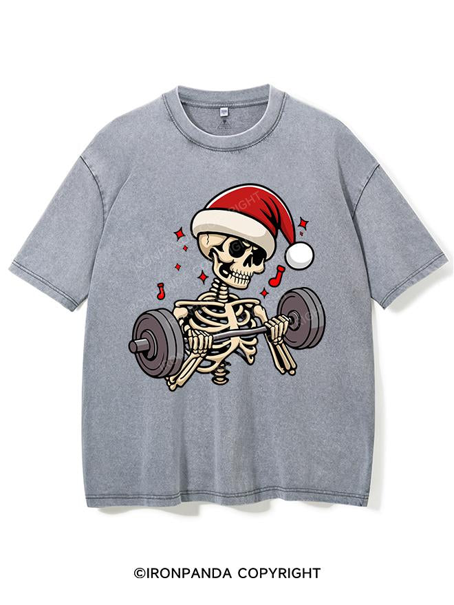 LIFTING CHRISTMAS SKULL VINTAGE GYM SHIRT