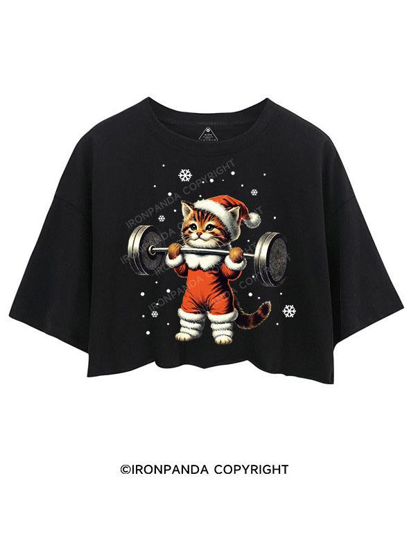 SANTA KITTEN WORKOUT CROP TOPS