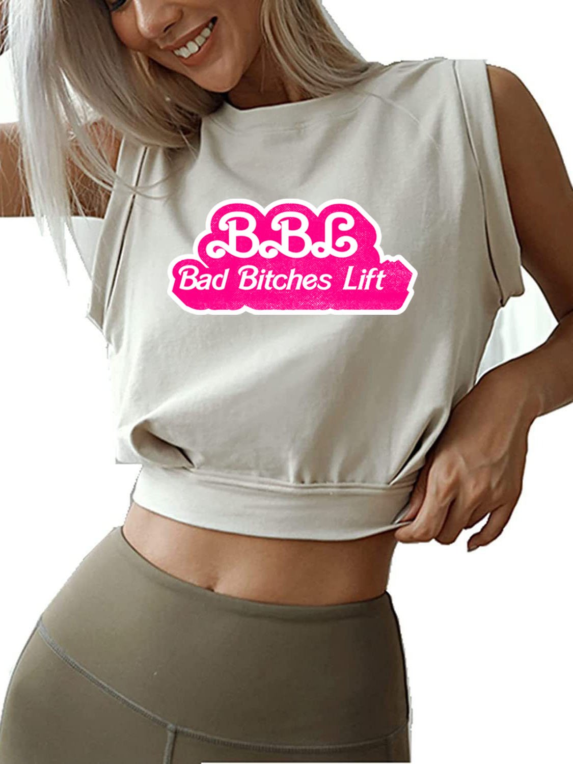 BAD BITCHES LIFT SLEEVELESS CROP TOPS