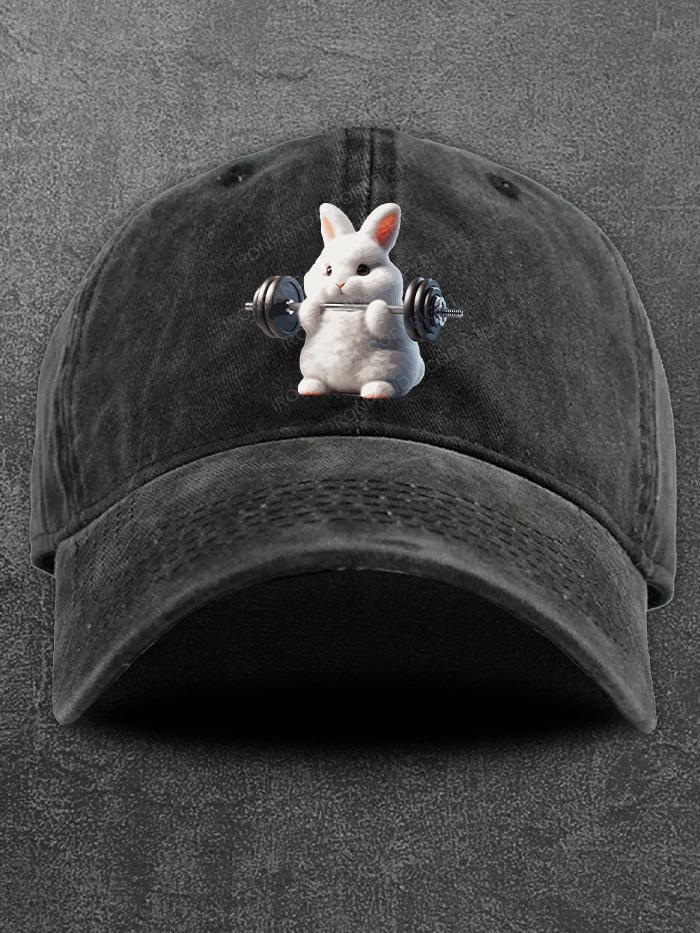 weightlifting rabbit Washed Gym Cap