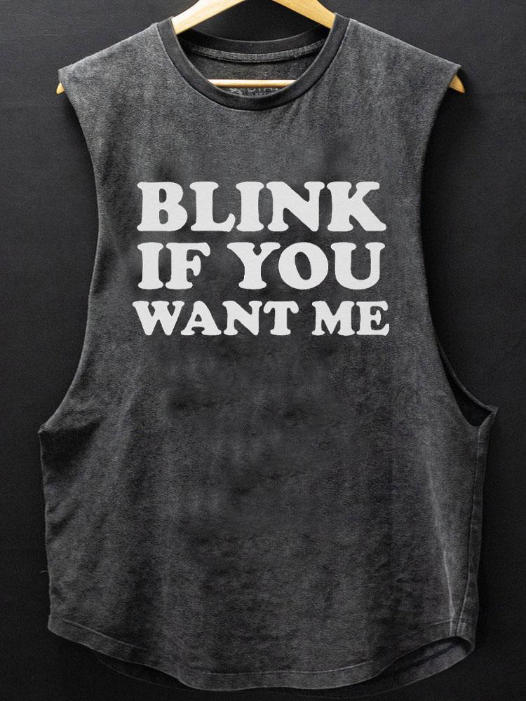 blink if you want me SCOOP BOTTOM COTTON TANK