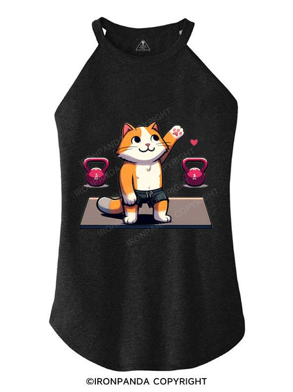 KITTEN WORKOUT TRI ROCKER COTTON TANK