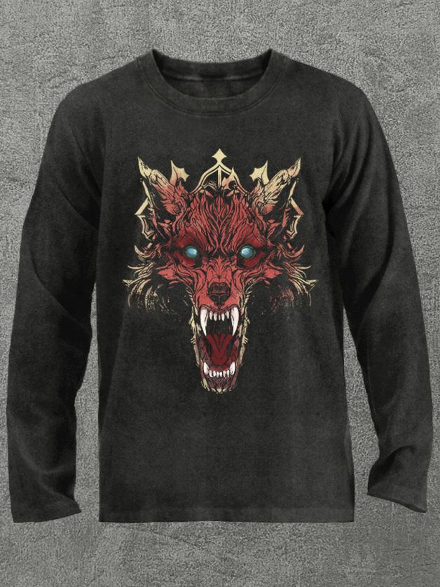 fierce wolf Washed Gym Long Sleeve Shirt