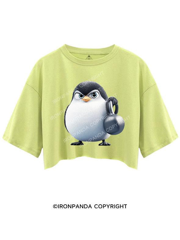 KETTLEBELL-WIELDING PENGUIN CROP TOPS