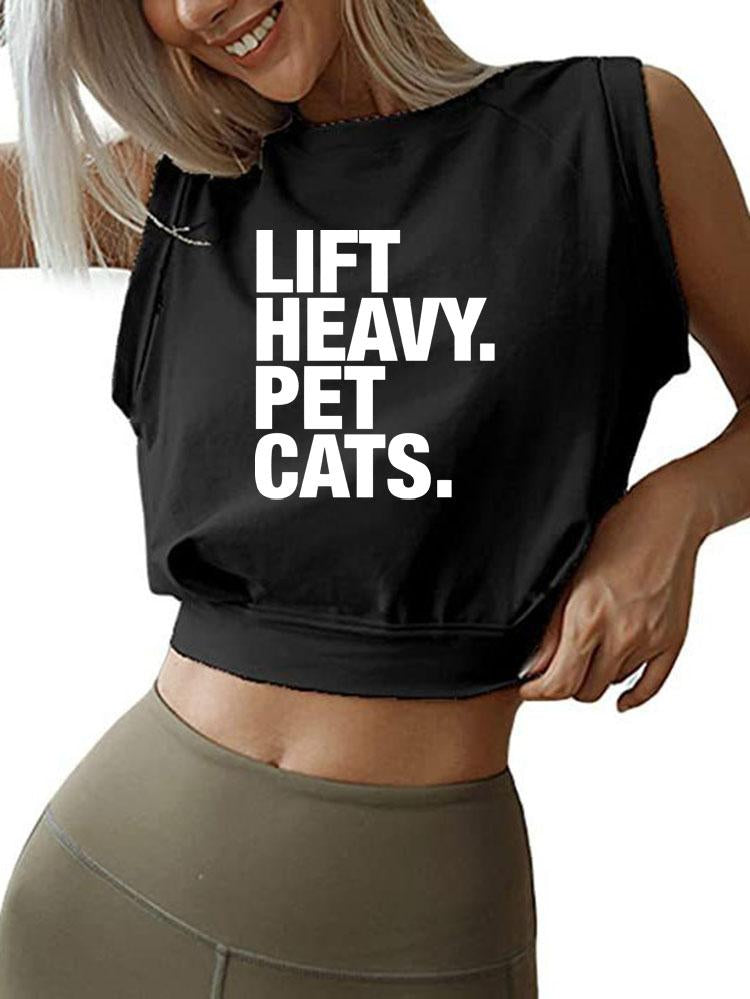 LIFT HEAVY PET CATS SLEEVELESS CROP TOPS