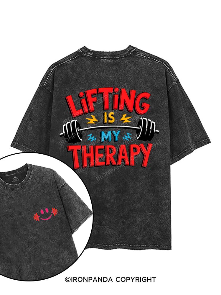 LIFTING IS MY THERAPY printed Gym Shirt