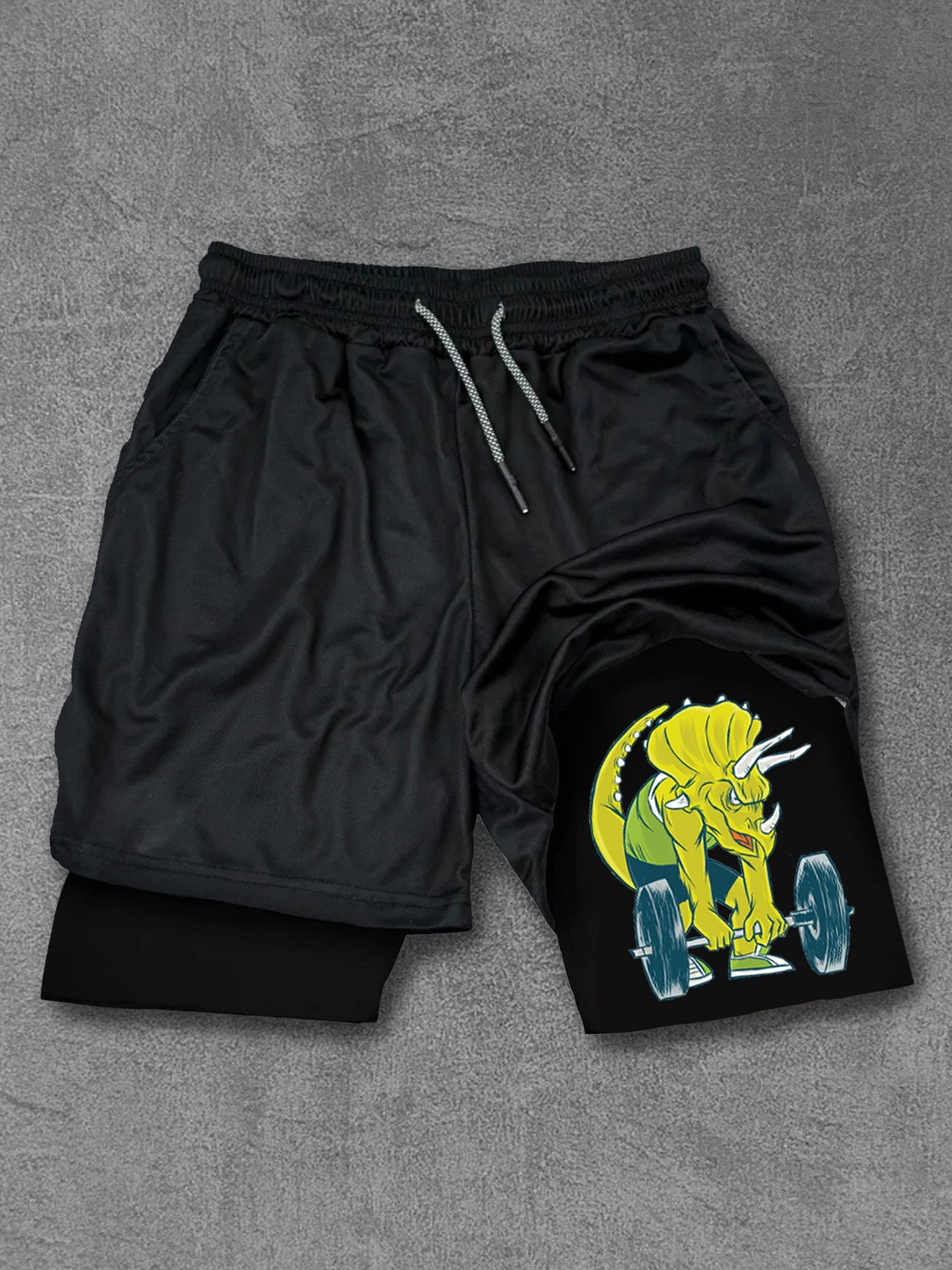 lift heavy dinosaur Performance Training Shorts