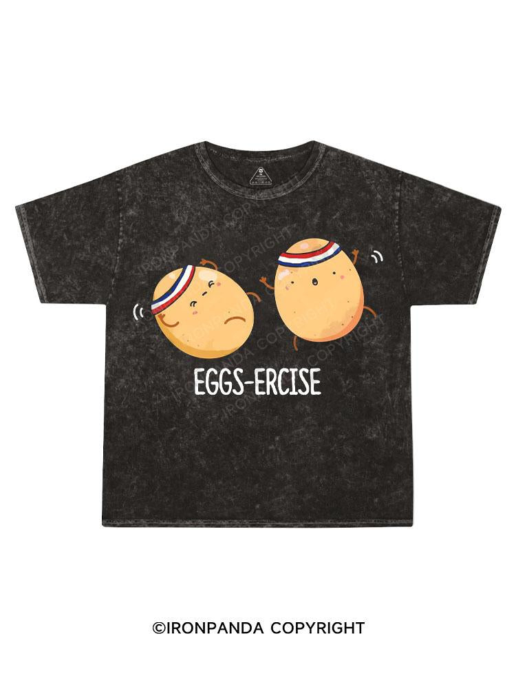 Eggs-ercise Kids Washed T-Shirt