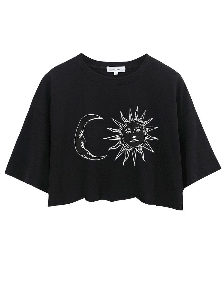 sun & moon Crop Tops