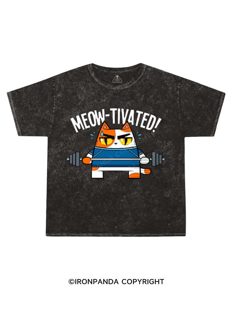 MEOW-TIVATED Kids Washed T-Shirt