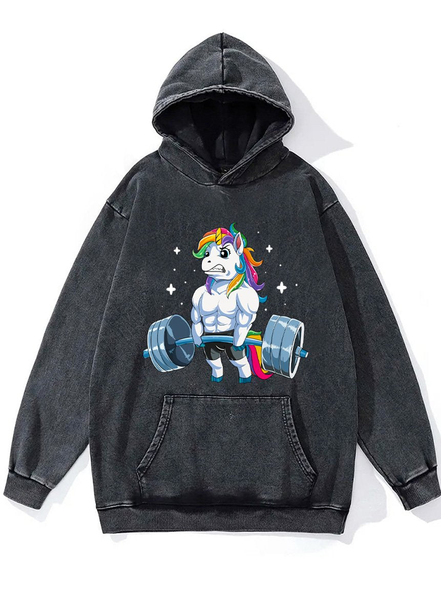 weightlifting unicorn Washed Gym Hoodie