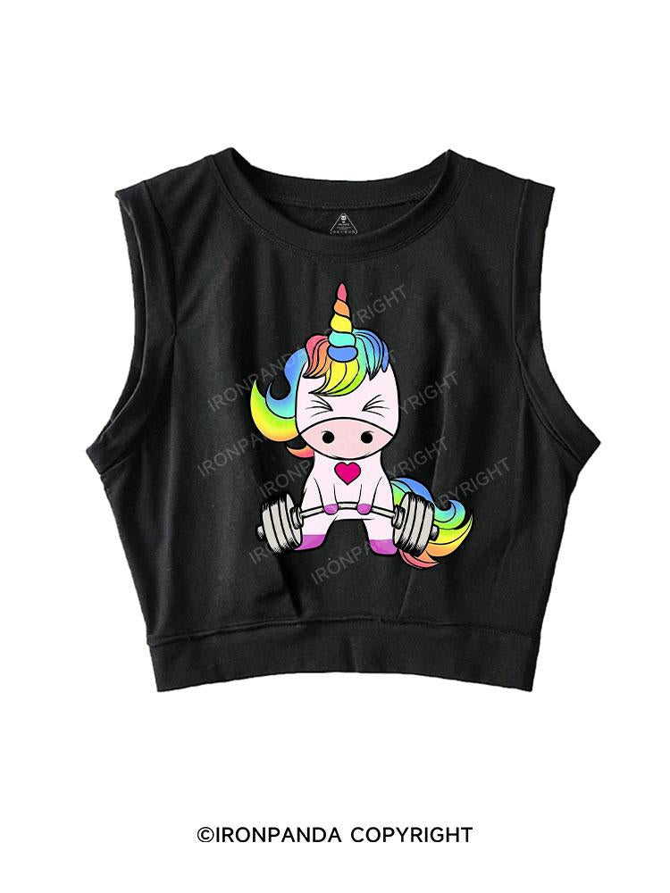 Deadlift Unicorn SLEEVELESS CROP TOPS