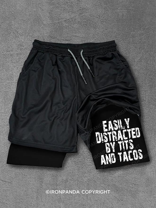 Easily Distracted By Tits And Tacos Performance Training Shorts