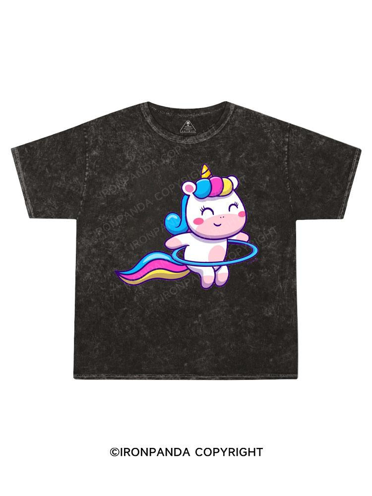 Cute Unicorn Playing Kids Washed T-Shirt