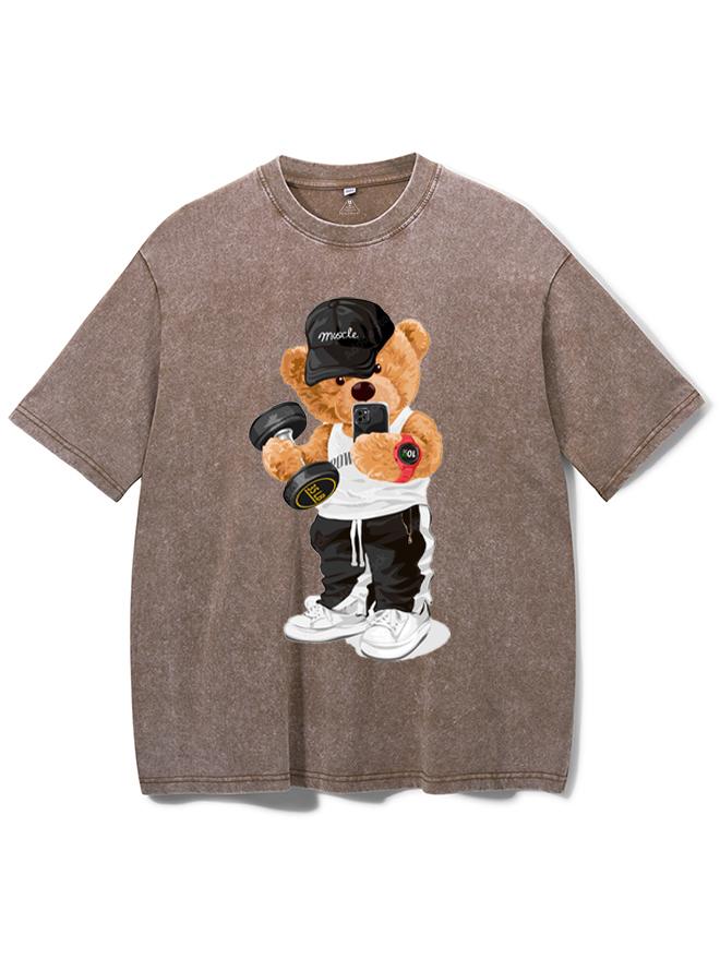 bear doll fitness selfie Washed Gym Shirt