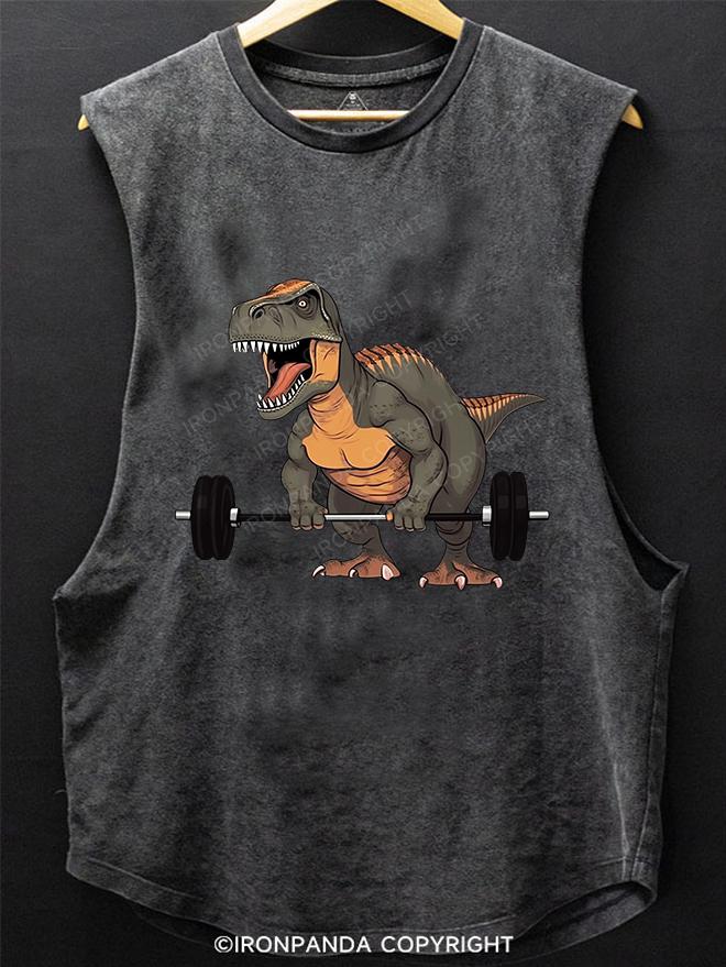 Weightlifting Dinosaur SCOOP BOTTOM COTTON TANK