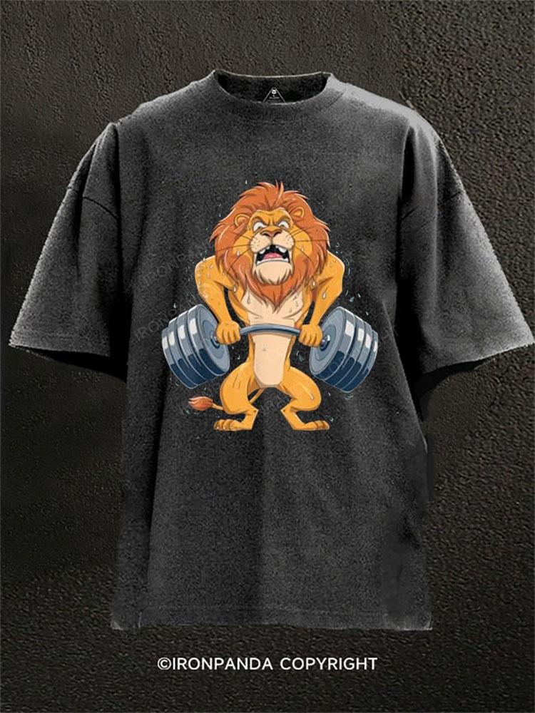 Lion Workout Washed Gym Shirt