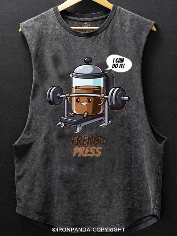 French Press Working Out on Bench press SCOOP BOTTOM COTTON TANK