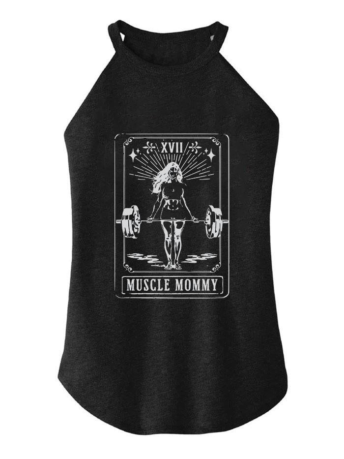 TAROT CARD MUSCLE MOMMY TRI ROCKER COTTON TANK