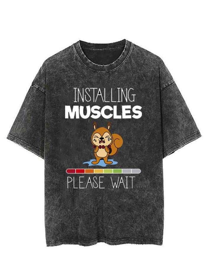 CHIPMUNK INSTALLING MUSCLES PLEASE WAIT VINTAGE GYM SHIRT