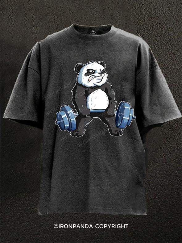 lifting heavy panda Washed Gym Shirt