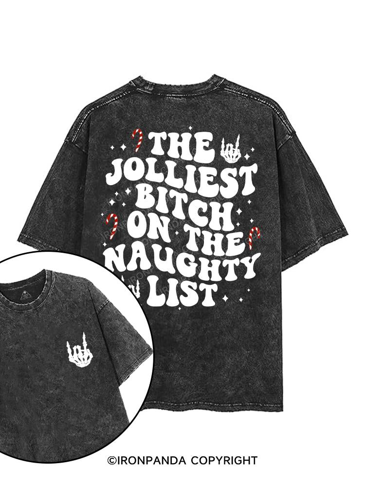 THE JOLLIEST BITCH ON THE NAUGHTY LIST printed Gym Shirt