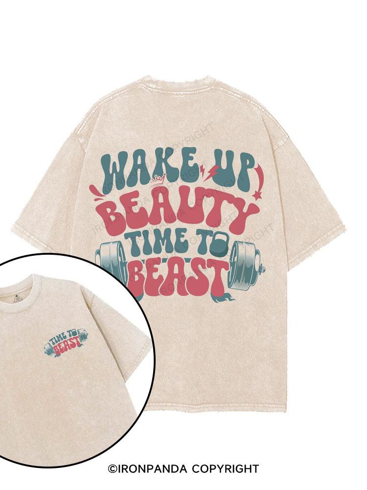 Wake Up Beauty Time To Beast printed Gym Shirt