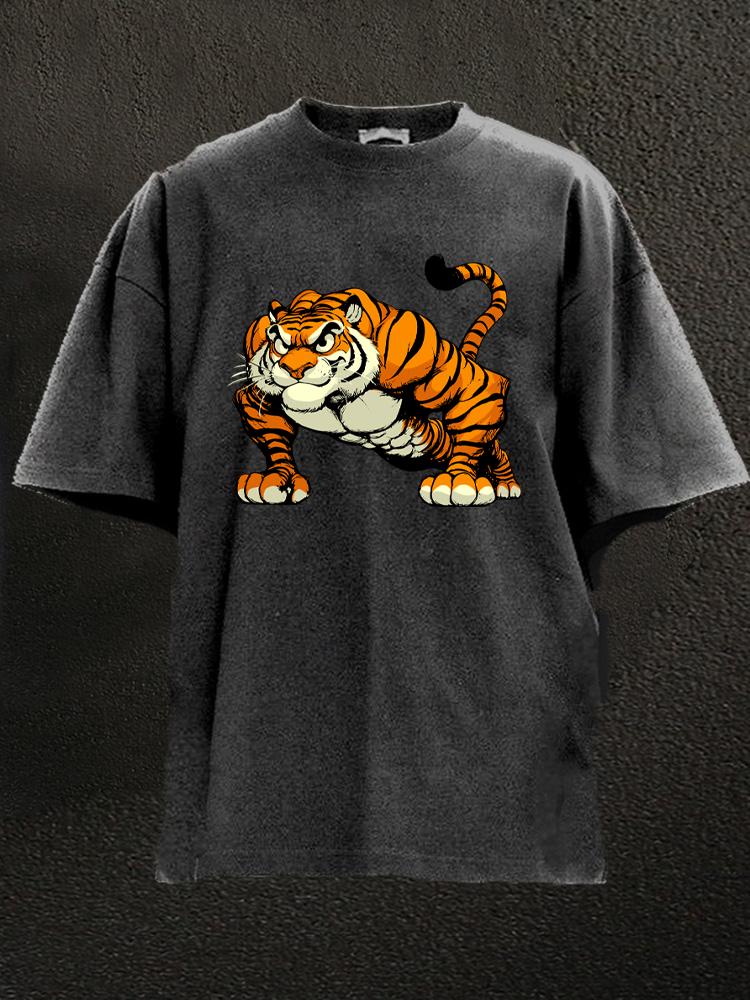 Pushing Up Tiger Washed Gym Shirt