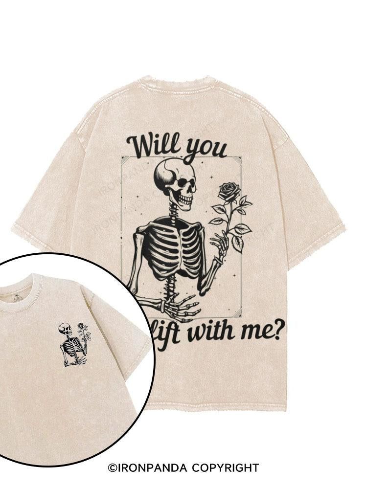 will you deadlift with me? printed Gym Shirt