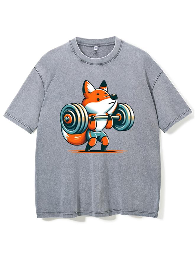 Fox Lifting Weights Washed Gym Shirt