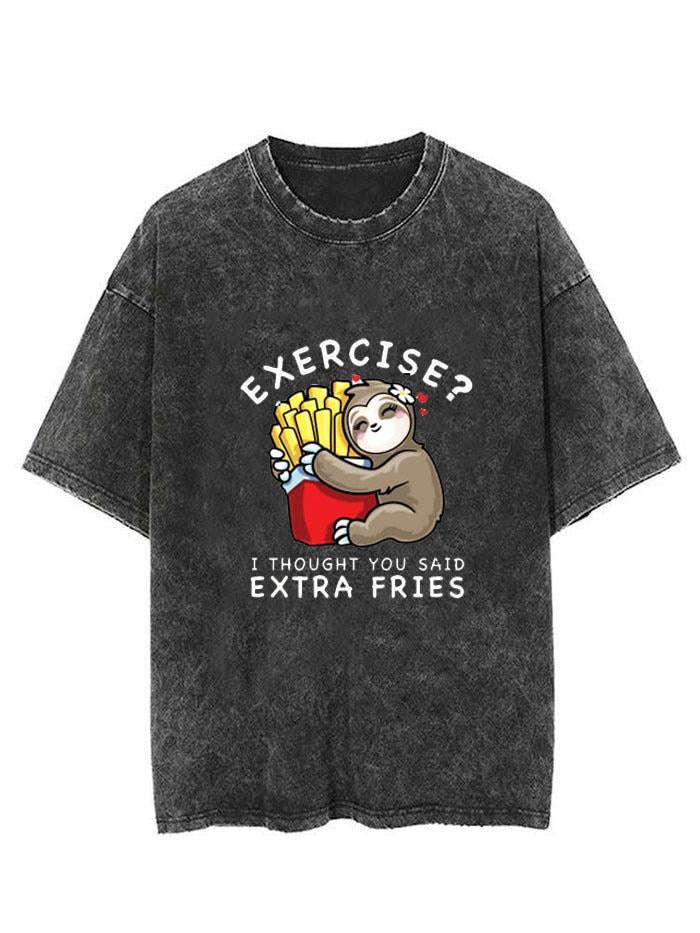 EXERCISE I THOUGHT YOU SAID EXTRA FRIES VINTAGE GYM SHIRT