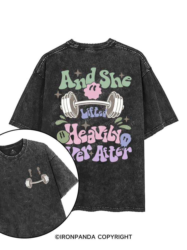 AND SHE LIFTED HEAVILY EVER AFTER printed Gym Shirt