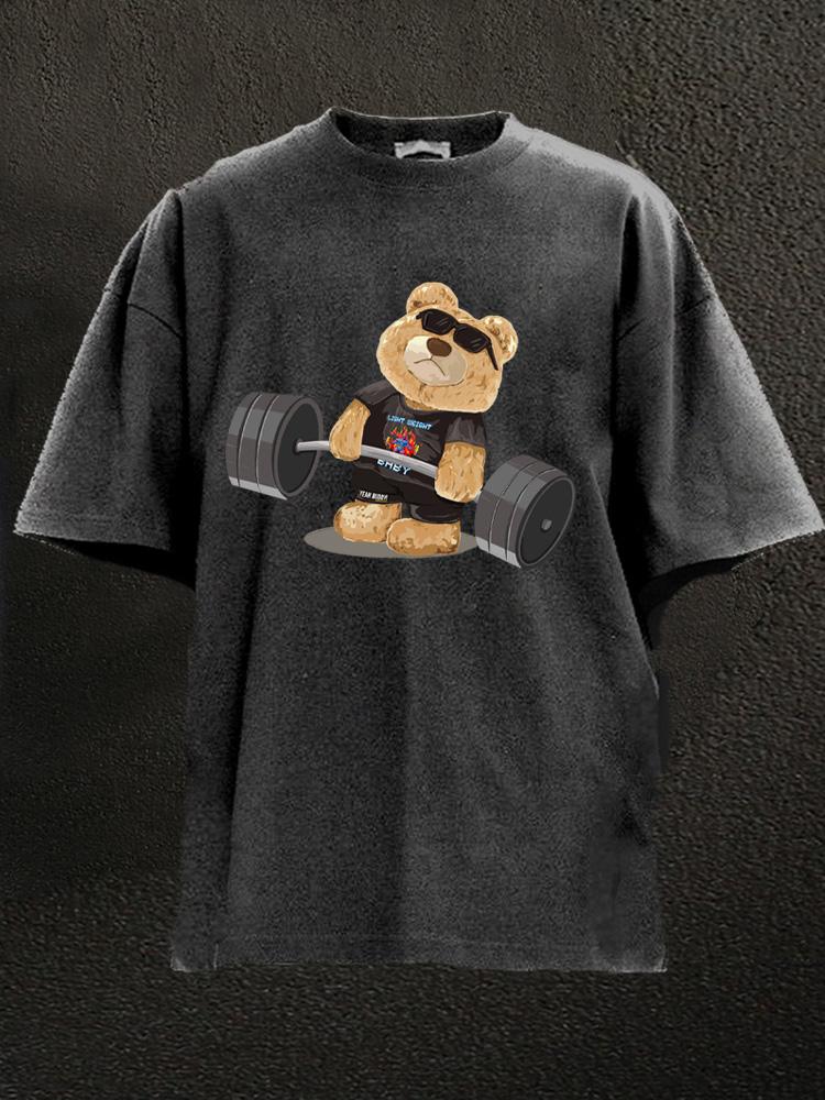 workout bear Washed Gym Shirt