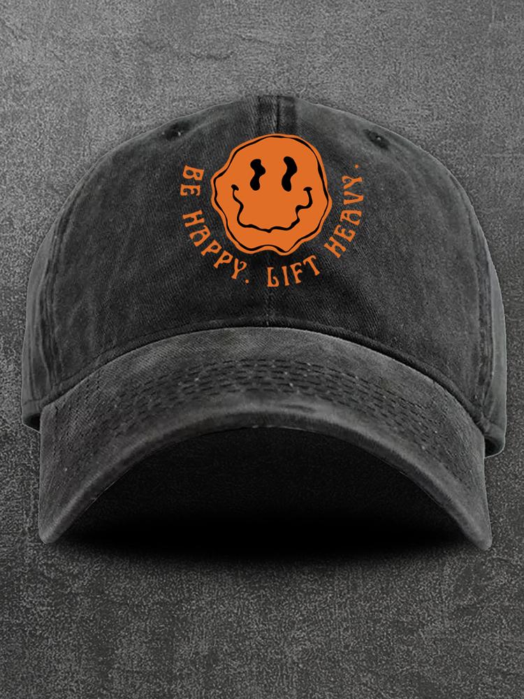 Be Happy Lift Heavy Washed Gym Cap