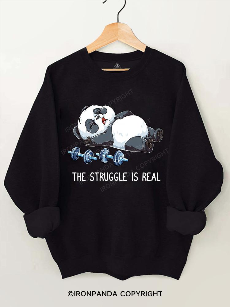 panda The Struggle Is Real  Gym Sweatshirt