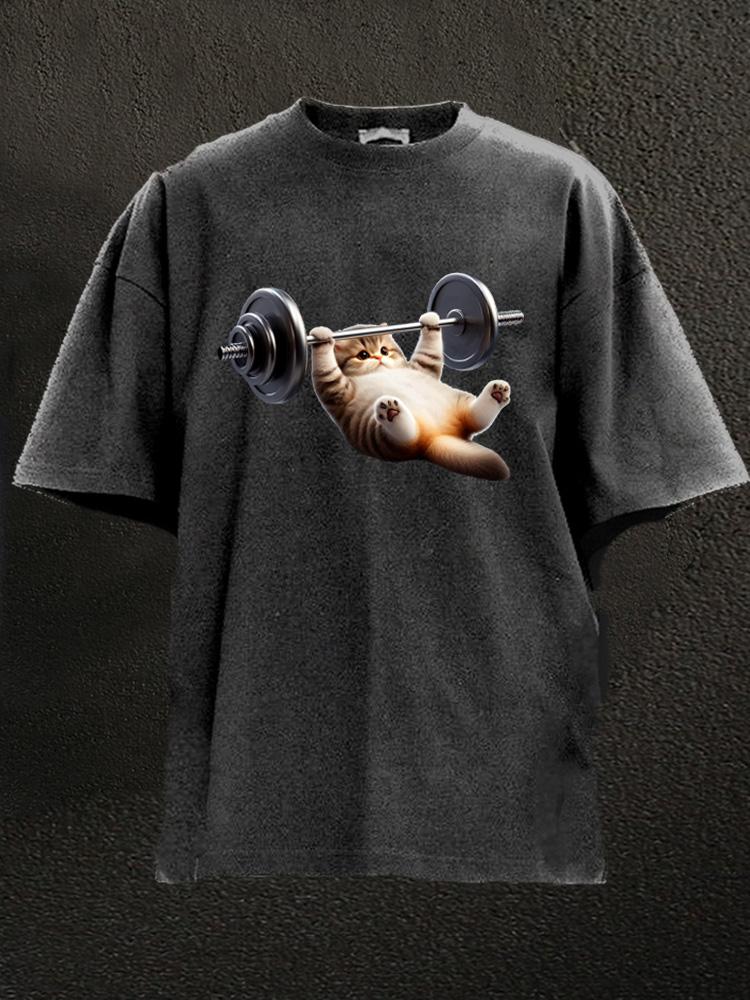 bench press cat Washed Gym Shirt