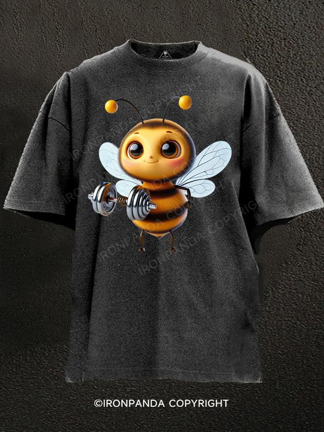 Barbell bee Washed Gym Shirt