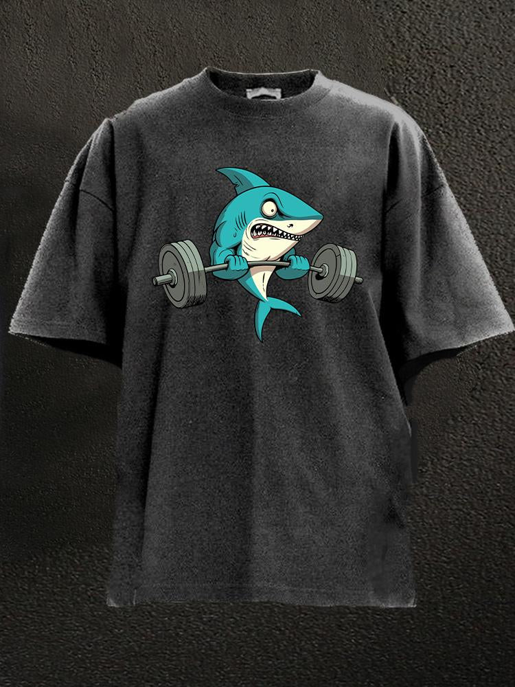 Lifting Shark Washed Gym Shirt