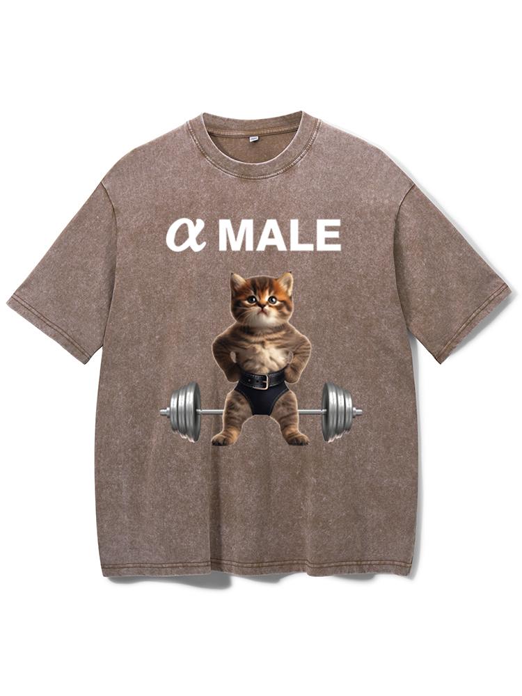 Alpha Male Cat Washed Gym Shirt