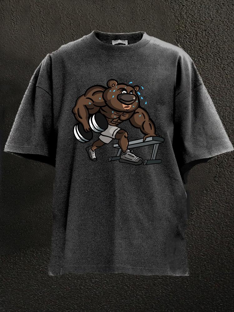 bodybuilder bear Washed Gym Shirt