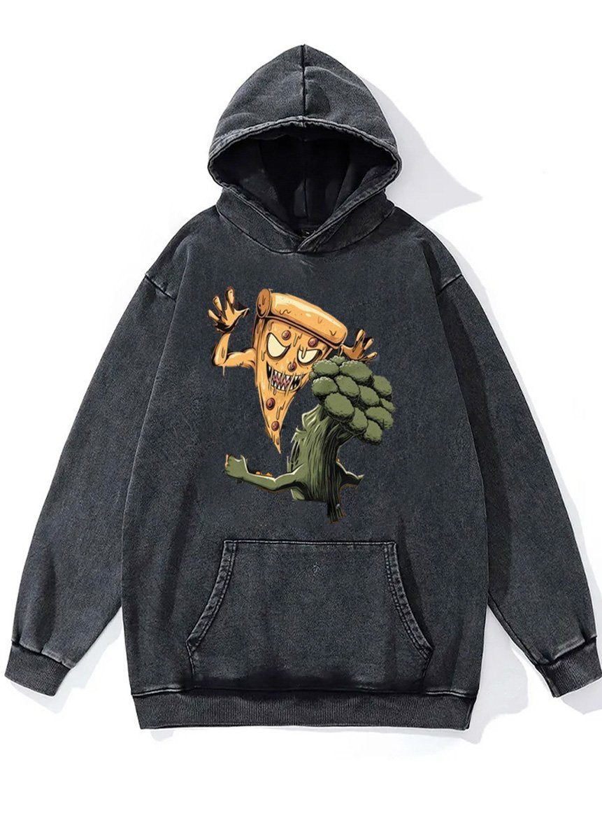 pizza vs Broccoli Washed Gym Hoodie