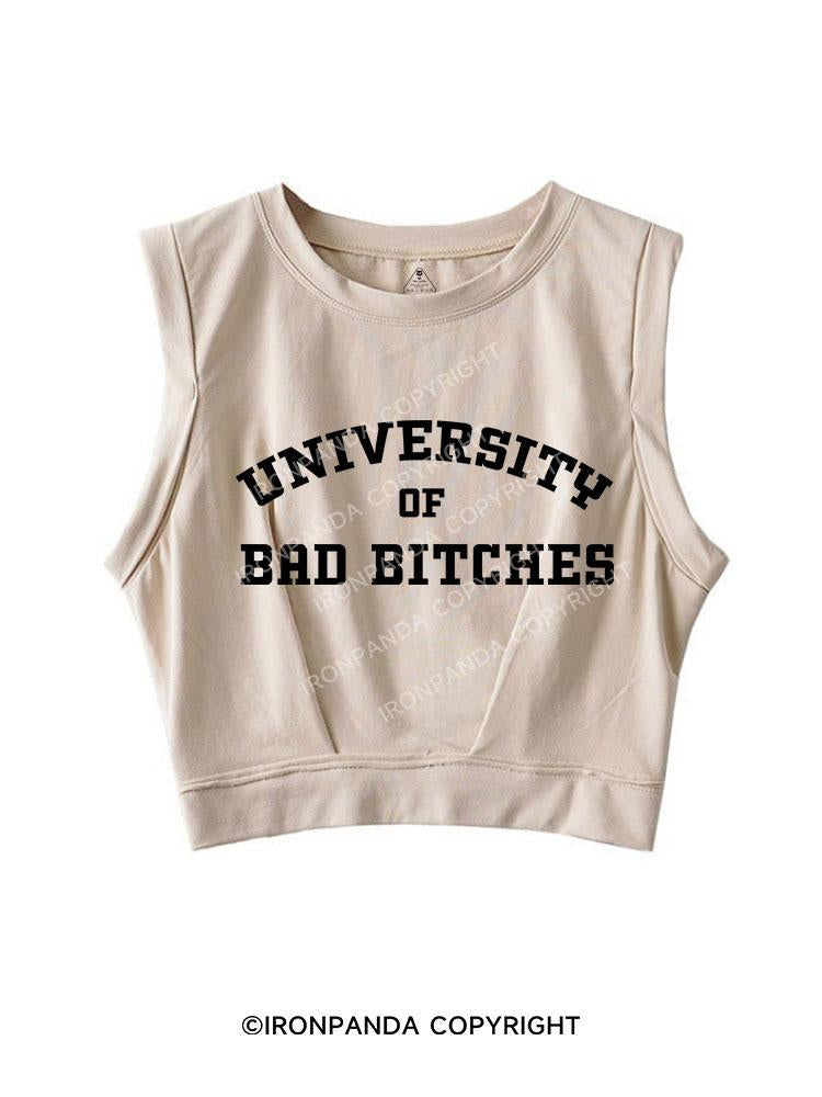 UNIVERSITY OF BAD BITCHES SLEEVELESS CROP TOPS