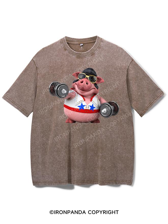 pig workout Washed Gym Shirt