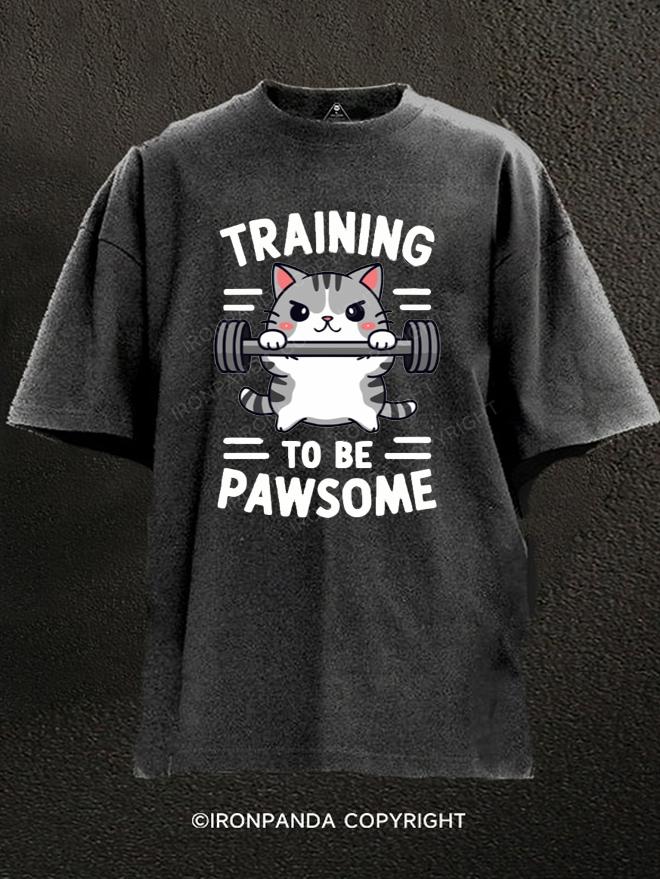 Training To Be Pawsome Washed Gym Shirt