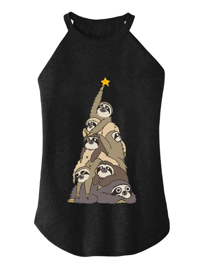 Christmas Tree Sloths TRI ROCKER COTTON TANK