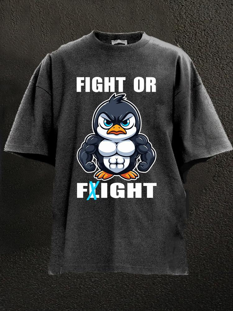 fight or flight penguin Washed Gym Shirt