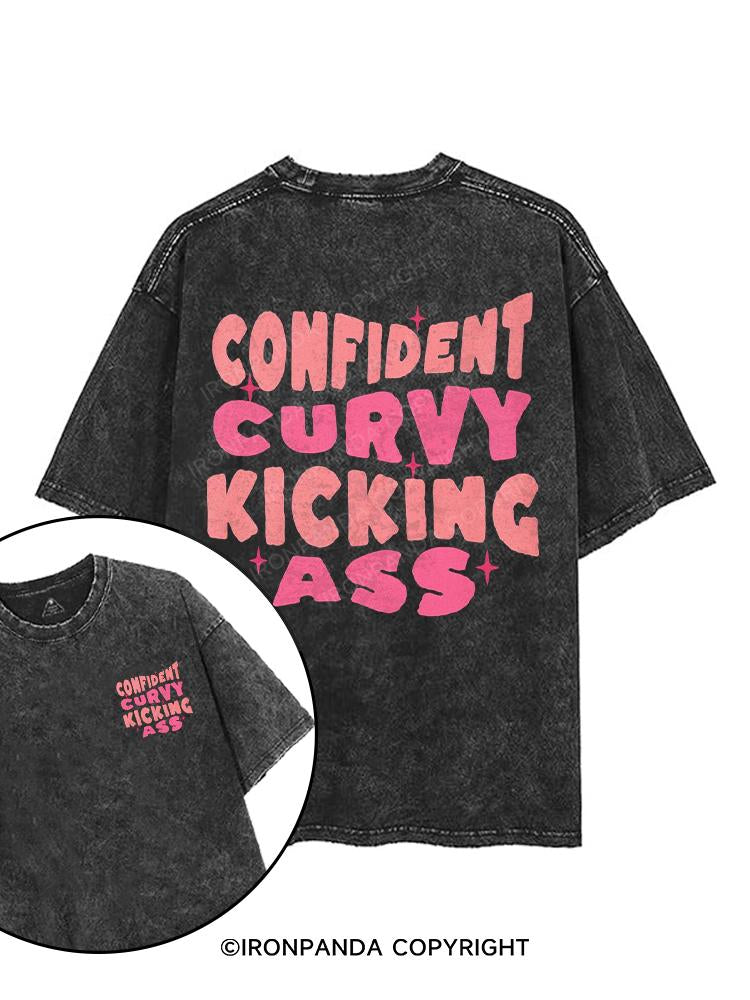 Confident Curvy kicking ass printed Gym Shirt