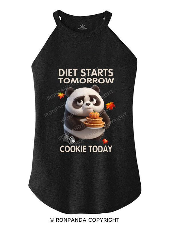 DIET STARTS TOMORROW COOKIE TODAY PANDA TRI ROCKER COTTON TANK